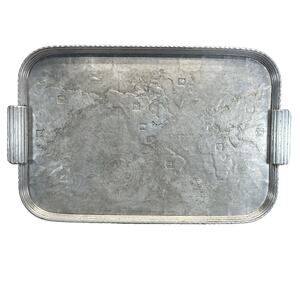 Arthur Armour Hammered Aluminum World MAP Tray Atlas 12.5" x 20" MCM 1960-70s
